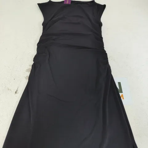 LASCANA BLACK MAXI EVENING DRESS WITH RUCHED SIDES, UK 12 (EU 38)