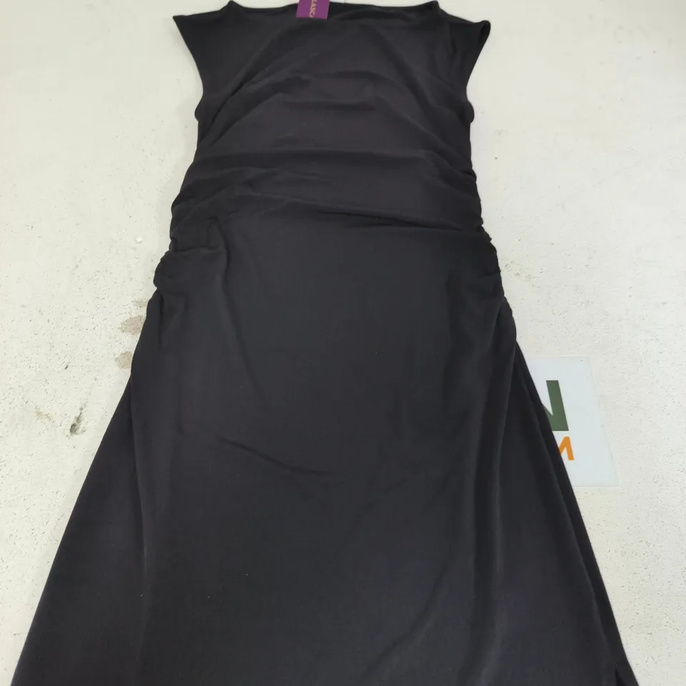 LASCANA BLACK MAXI EVENING DRESS WITH RUCHED SIDES, UK 12 (EU 38)