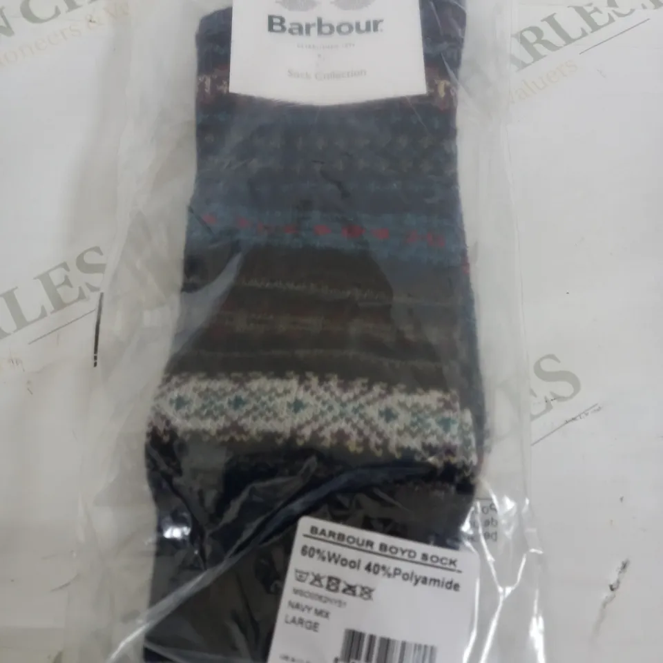 BARBOUR BOYD SOCK NAVY MIX - LARGE