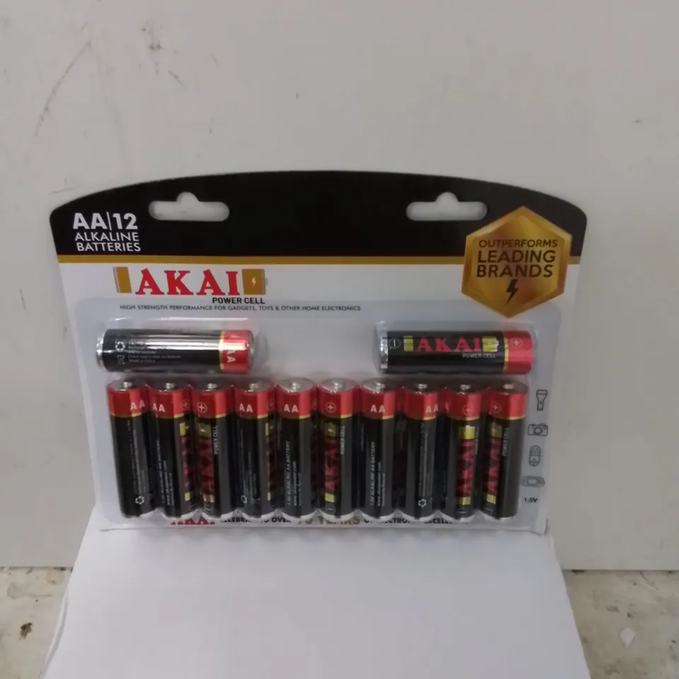 AS NEW BOXED SET CONTAINING APPROX. 48 PACKS OF AKAI AA BATTERIES, 12 BATTERIES PER PACK 