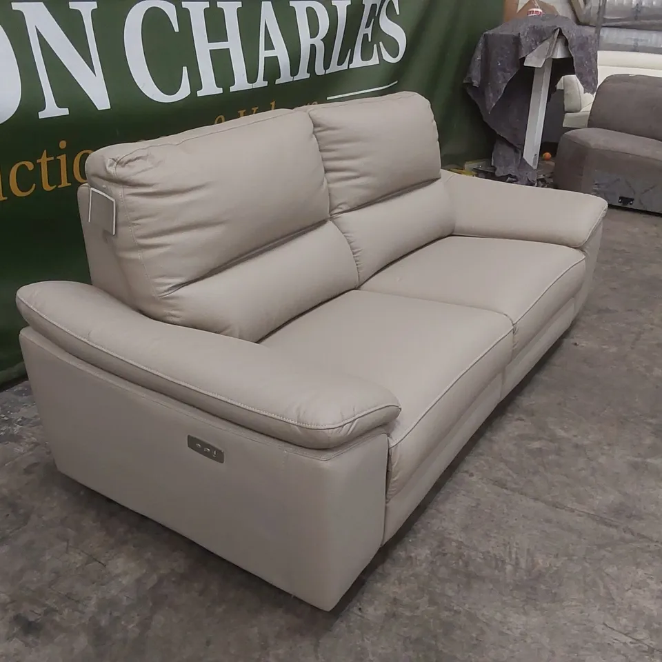 PAVILION 3 SEATER LEATHER/FAUX LEATHER POWER RECLINER SOFA - SOFT GREY RRP £1049