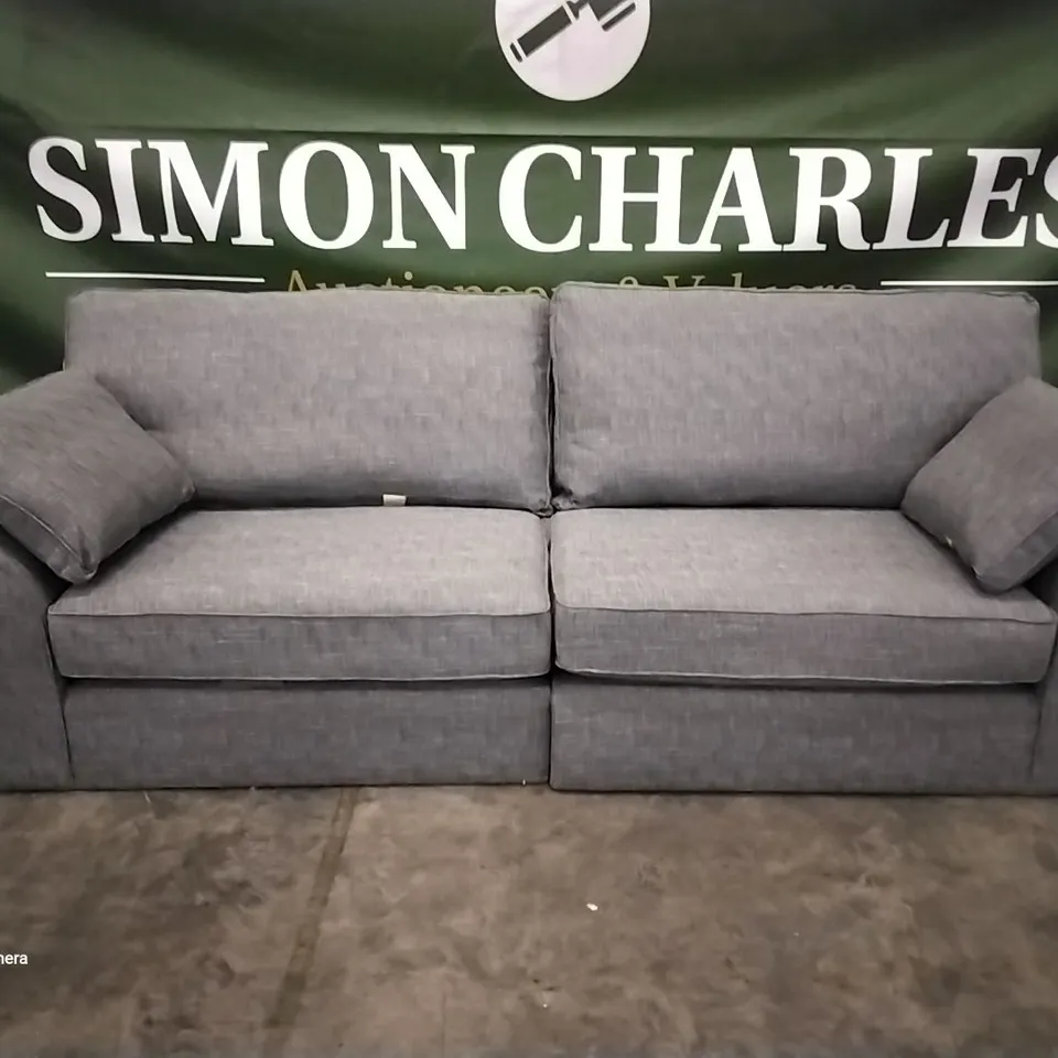 QUALITY DESIGNER STANFORD LARGE 3 SEATER SOFA BOUCLE WEAVE DARK GREY FABRIC 
