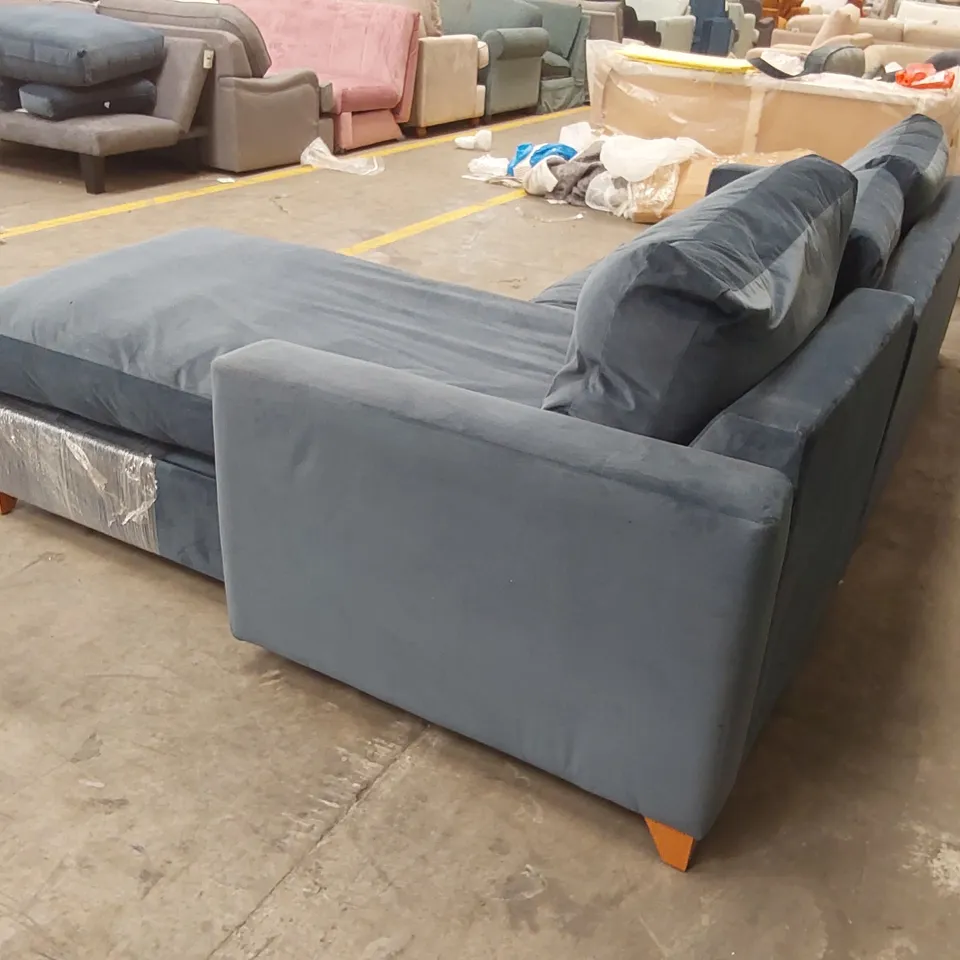QUALITY DESIGNER ASHWELL CHAISE STORAGE SOFA BED - ROYAL BLUE FABRIC 