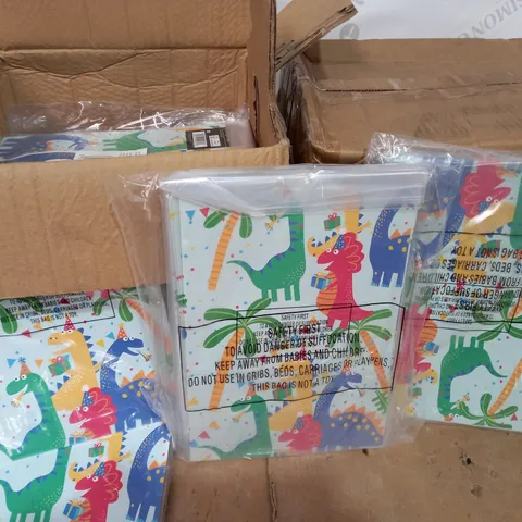 LOT OF LARGE QUANTITY OF DINOSAUR GIFTWRAP & TAGS