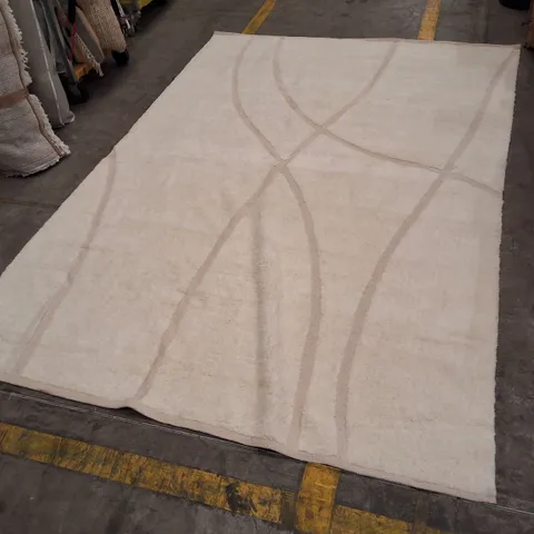 CREAM AREA RUG WITH ABSTRACT BEIGE CURVED LINES APPROXIMATELY 190×290CM