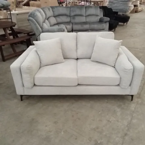 TEXTURED CHENILLE FABRIC 2 SEATER SOFA - LIGHT GREY