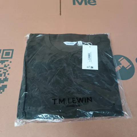 TM LEWIN ORGANIC COTTON CREWNECK T-SHIRT - FOREST NIGHT, UK SIZE M