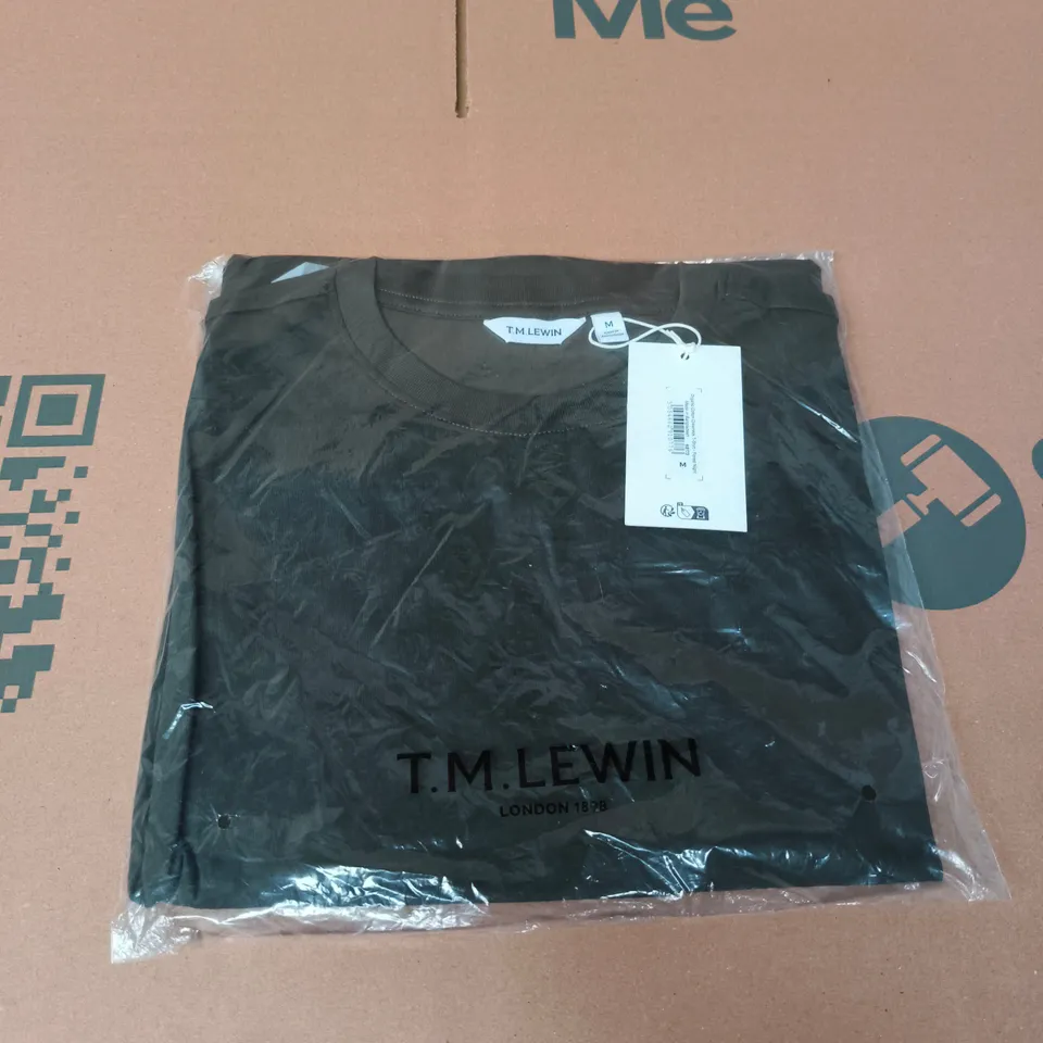 TM LEWIN ORGANIC COTTON CREWNECK T-SHIRT - FOREST NIGHT, UK SIZE M