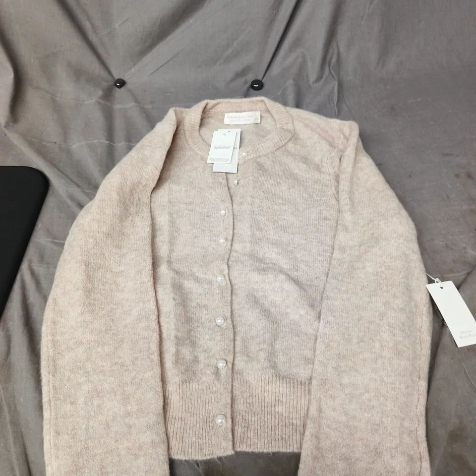 ABERCROMBIE & FITCH MERINO WOOL-BLEND CARDIGAN – BEIGE SIZE S