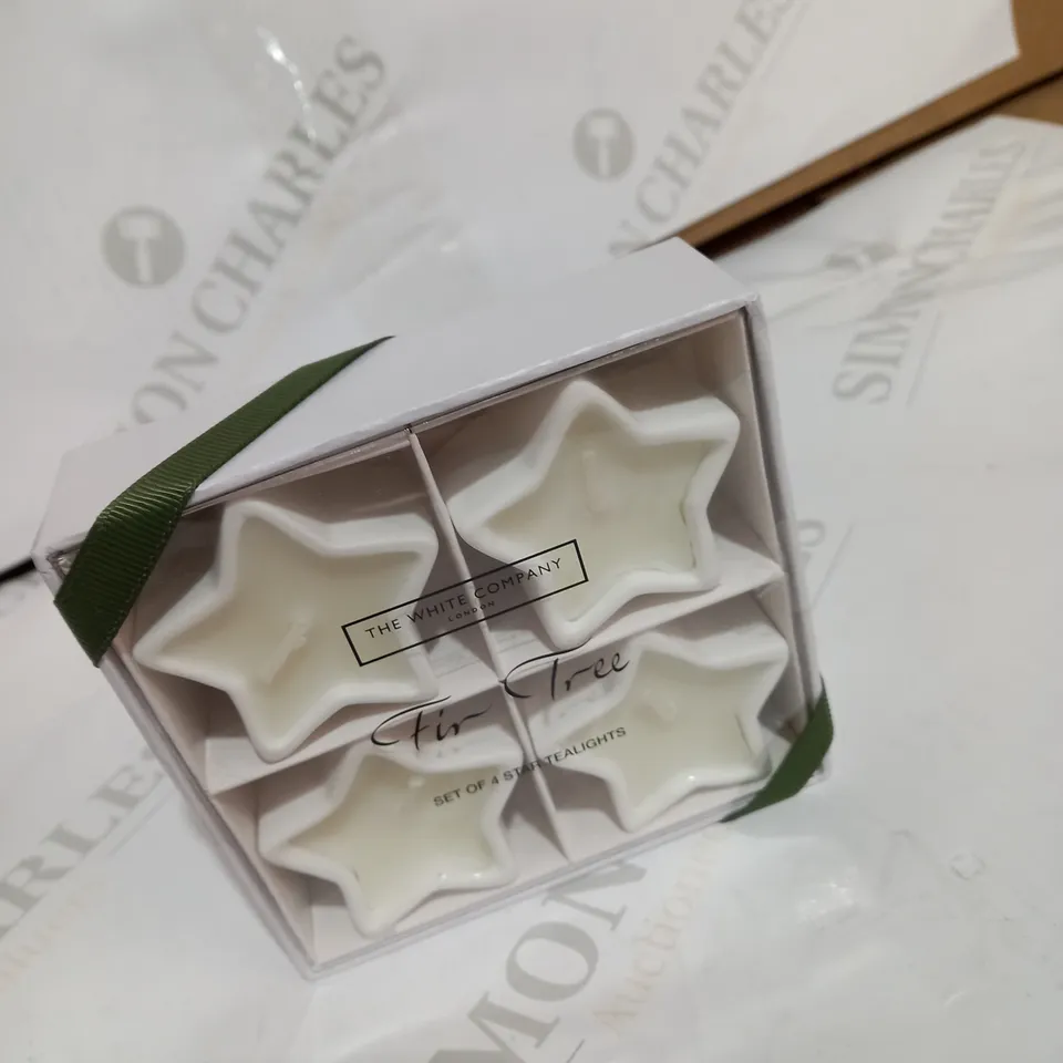 THE WHITE COMPANY TIR TREE SET OF 4 STAR TEA LIGHTS