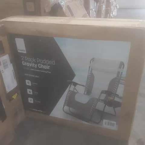 BOXED KEPLIN 2 PACK PADDED GRAVITY LOUNGE CHAIRS - LIGHT & DARK GREY