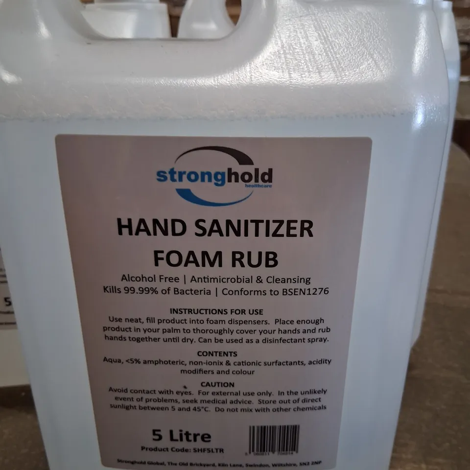 APPROXIMATELY 80 TUBS OF STRONG HOLD HAND SANITIZER FOAM RUB 5 LITRE