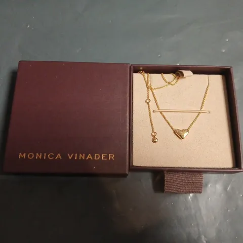 Monica Vinader Gold Tone Heart Pendant Necklace with Disc Charm 