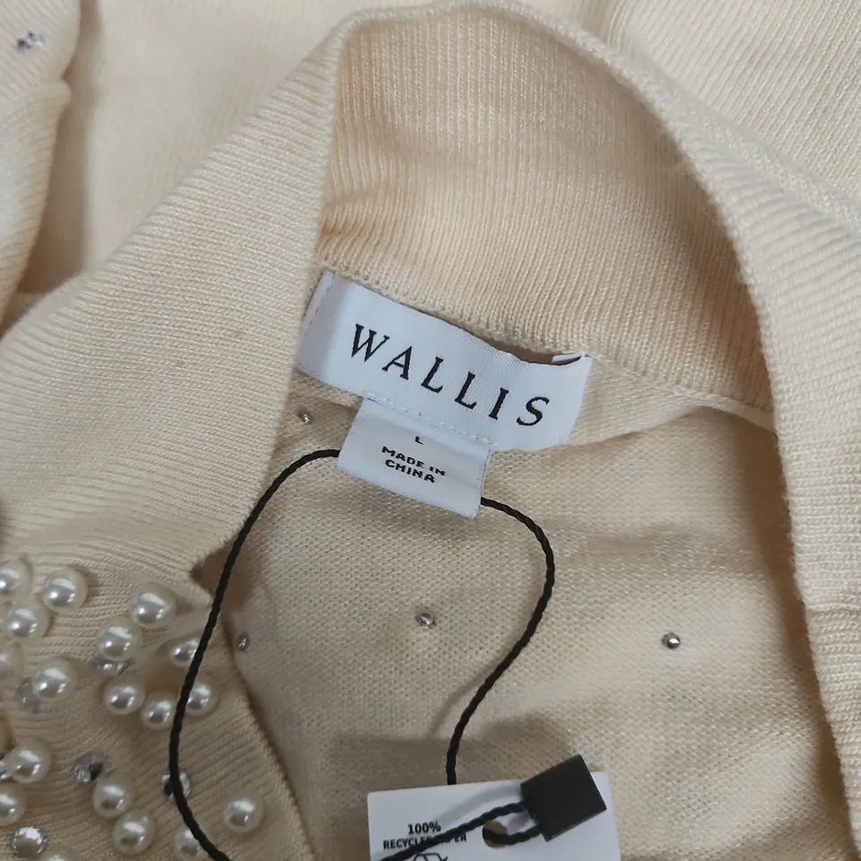 WALLIS PEARL EMBELLISHED HIGH NECK TUNIC IN IVORY - LARGE