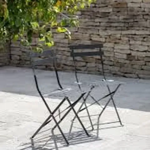BOXED SET OF 2 BISTRO CHAIRS IN CARBON-STEEL (1 BOX)