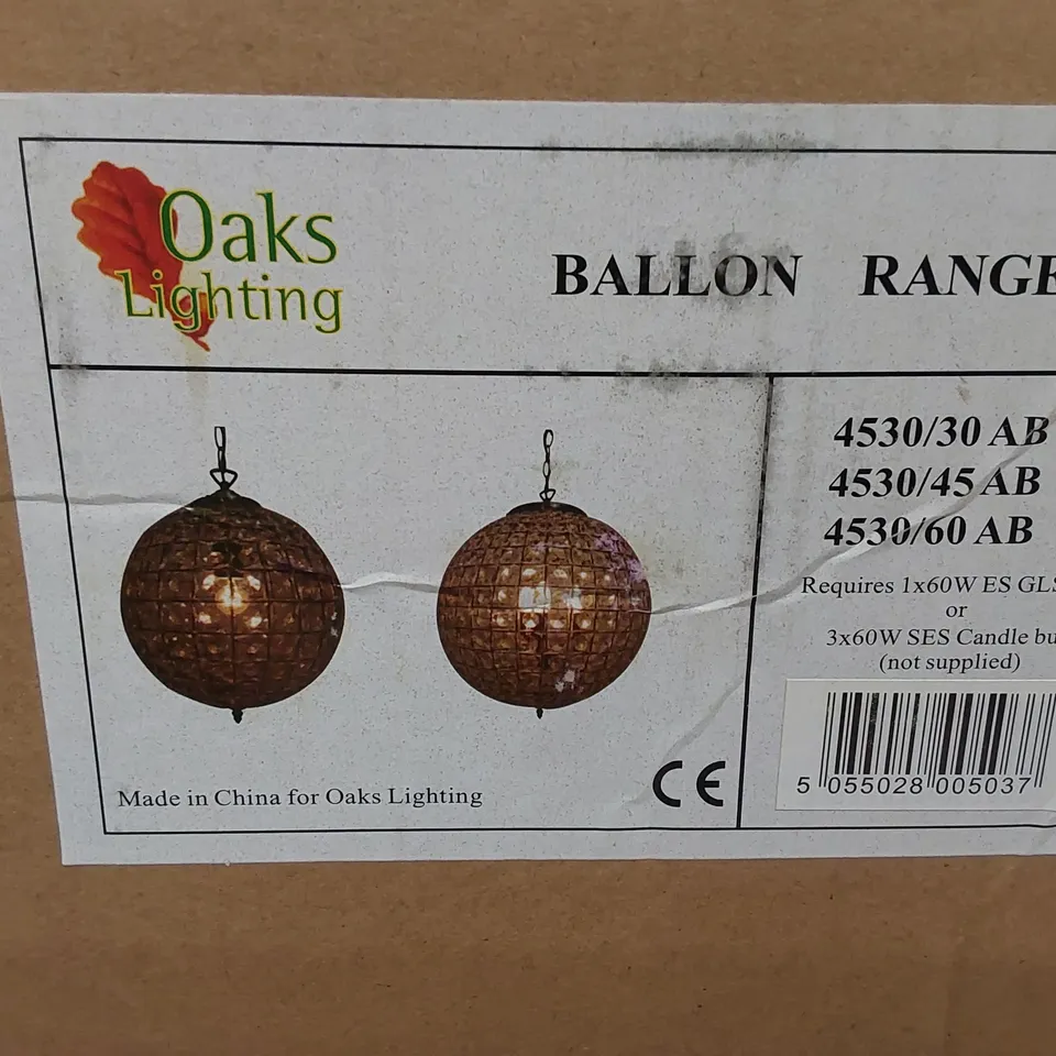BOXED 1-LIGHT ANTIQUE BRASS CRYSTAL PENDANT (1 BOX)