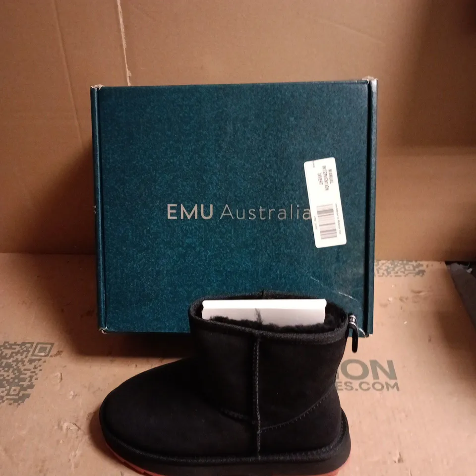 EMU AUSTRALIA BLACK SUEDE ANKLE BOOT – RED SOLE - UK SIZE 5