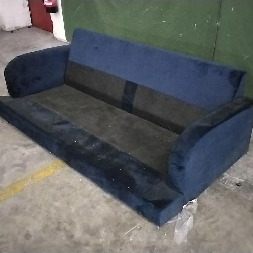 DESIGNER DARK BLUE PLUSH VELVET 2 SEATER SOFA