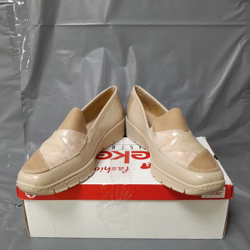 RIEKER WEDGE LEATHER LOAFERS BEIGE SIZE 6