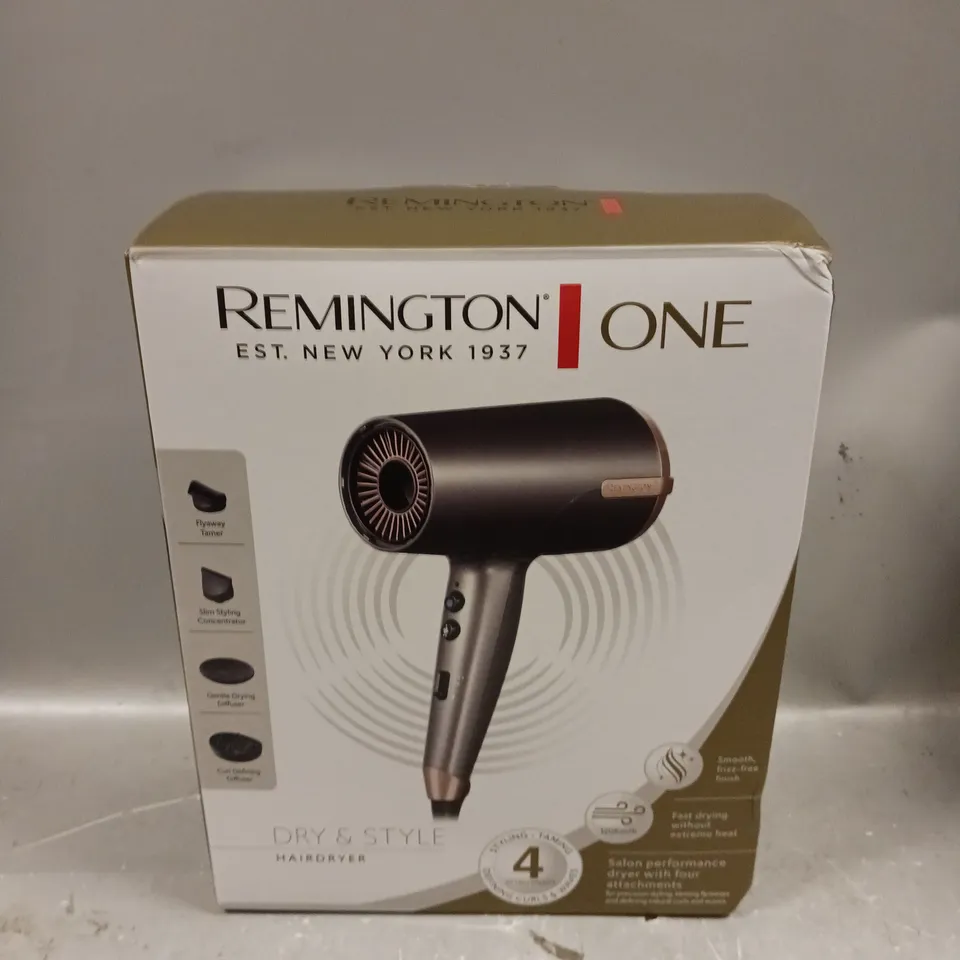 REMINGTON ONE DRY & STYLE HAIR DRYER WITH DIFFUSER AND FLYAWAY ATTACHMENT