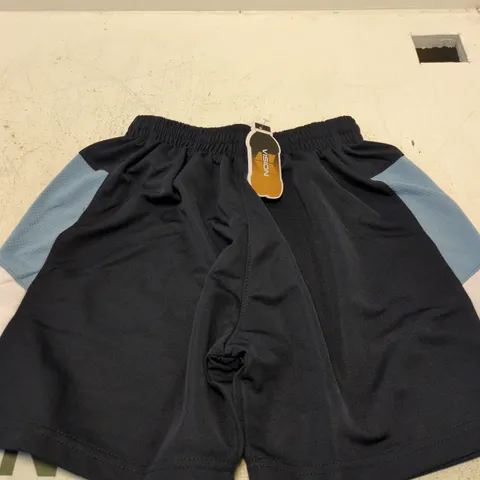 FALCON MEN’S SPORTS SHORTS – NAVY WITH LIGHT BLUE PANELS, 28/30IN