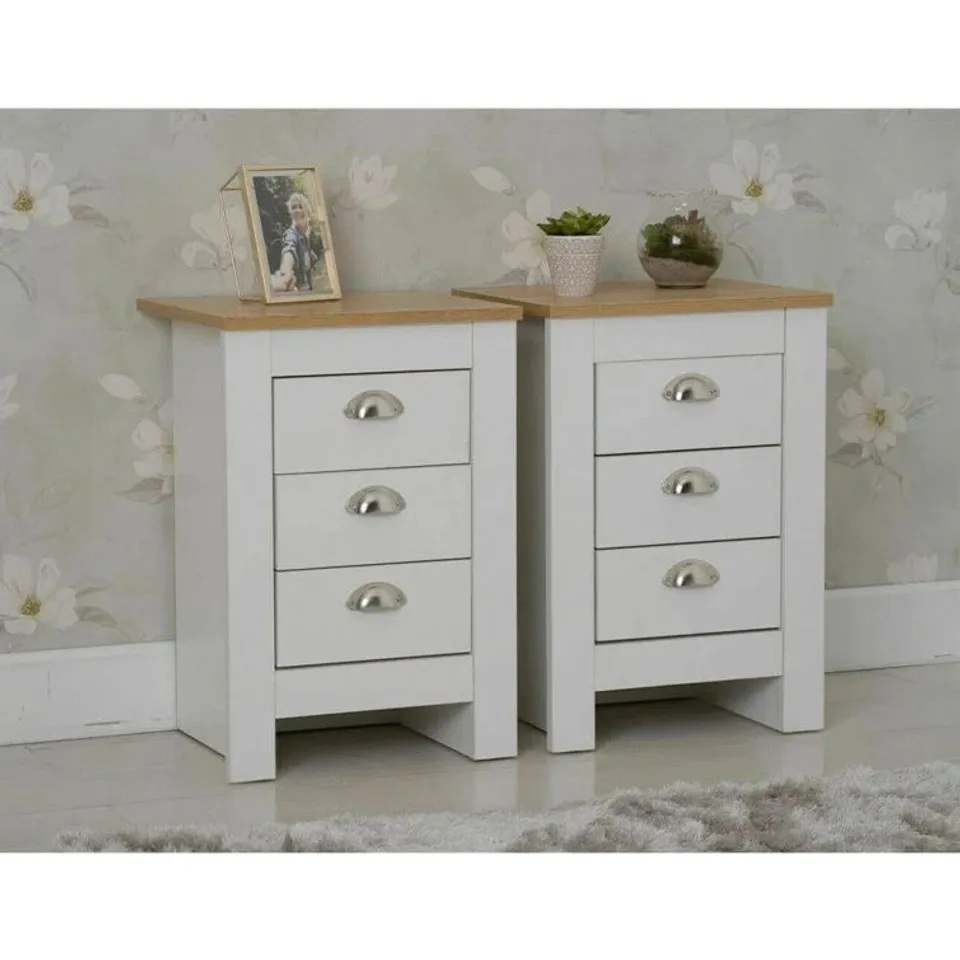 BOXED NESTORA 3 DRAWER BEDSIDE TABLE - SET OF 2
