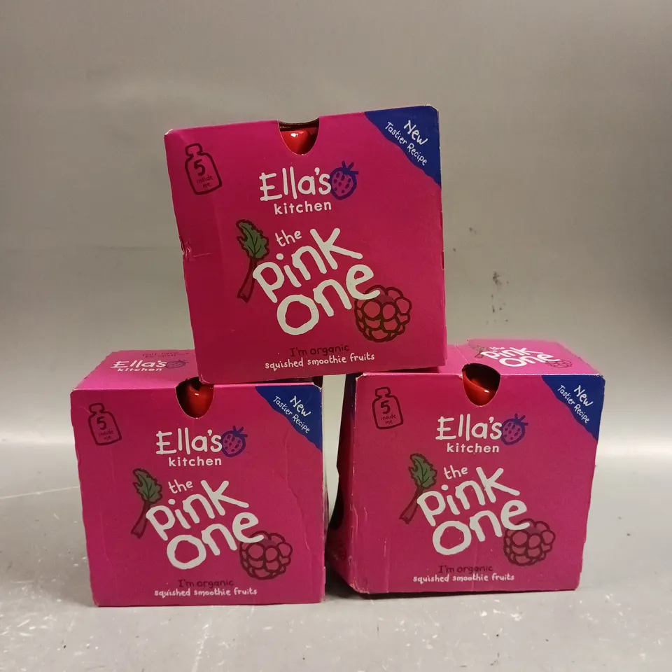 15 X POUCHES OF ELLA'S KITCHEN ORGANIC FRUIT SMOOTHIE DRINKS - 15 X 90G - THE PINK ONE