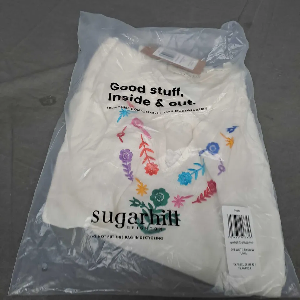 SEALED SUGARHILL HAYDEE SHIRRED TOP IN OFF WHITE - UK 10