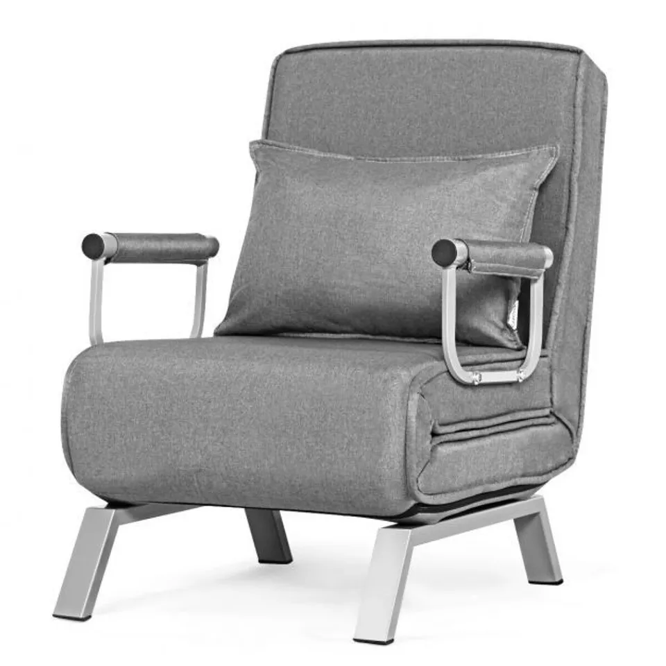 BOXED COSTWAY FOLDING 5 POSITION CONVERTIBLE SLEEPER BED ARMCHAIR LOUNGE - GREY