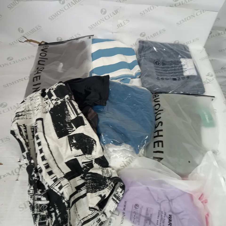 LARGE BOX OF ASSORTED CLOTHING ITEMS TO INCLUDE LINGERIE, DRESSES AND JUMPERS