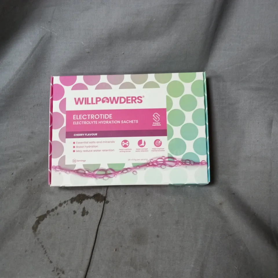 WILLPOWDERS ELECTROLYTE HYDRATION SACHETS – CHERRY FLAVOUR X 28 SACHETS