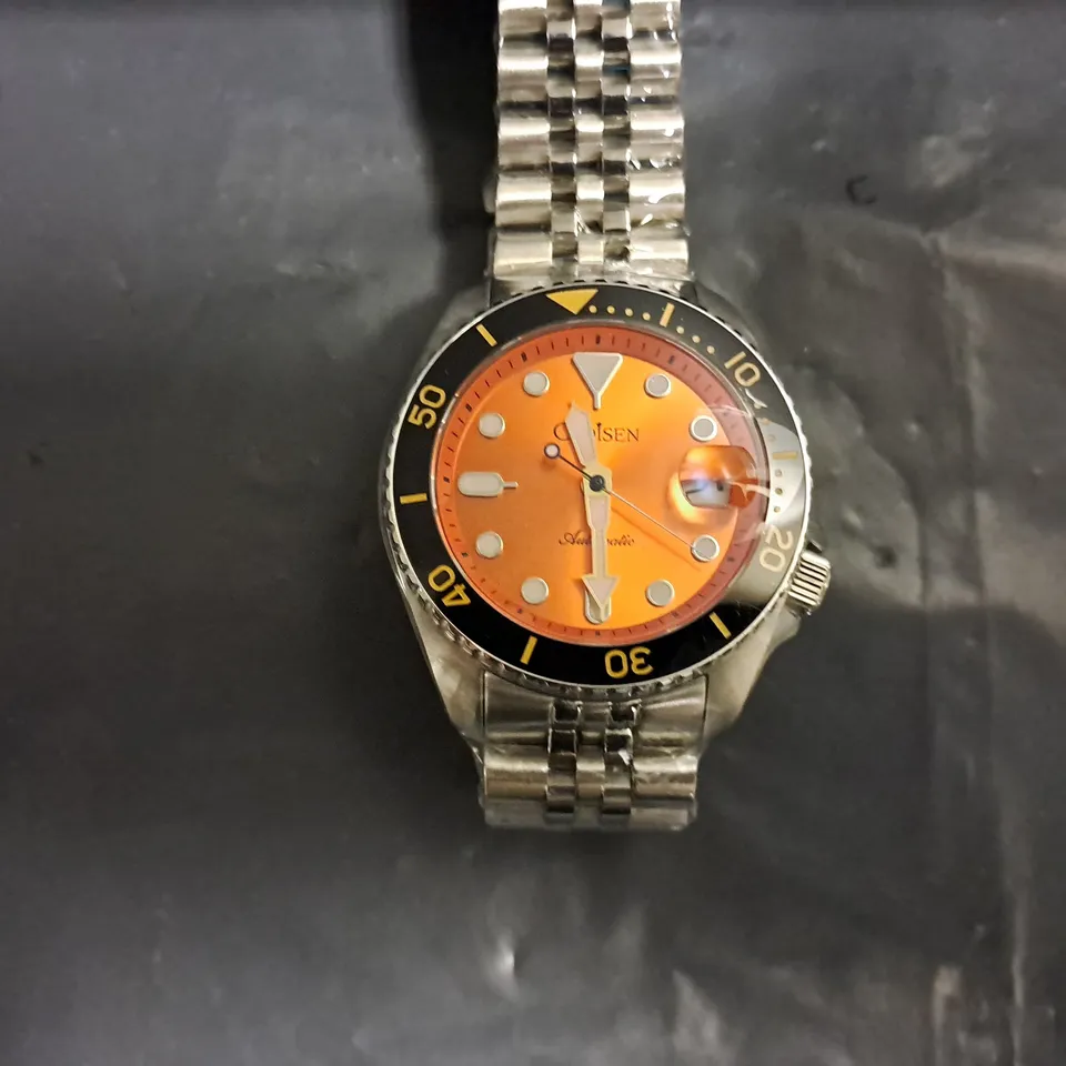 BOXED CADISEN AUTOMATIC ORANGE DIAL WATCH