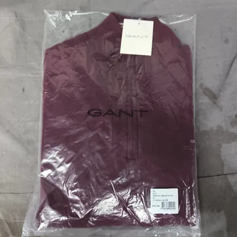 BAGGED GANT SUPERFINE LAMBSWOOL HALF ZIP IN BORDEAX SIZE XXL