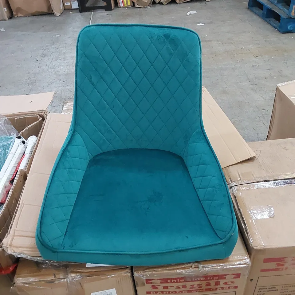 BOXED HAMPTON DINING CHAIR IN TEAL VELVET WITH CHROME LEGS - SET OF 2