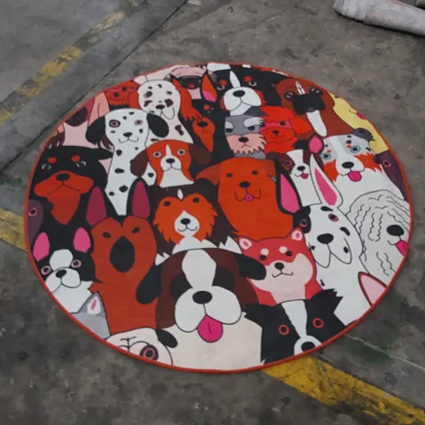 CHILAI HOME DOG THEMED ROUND 140cm BATHROOM MAT