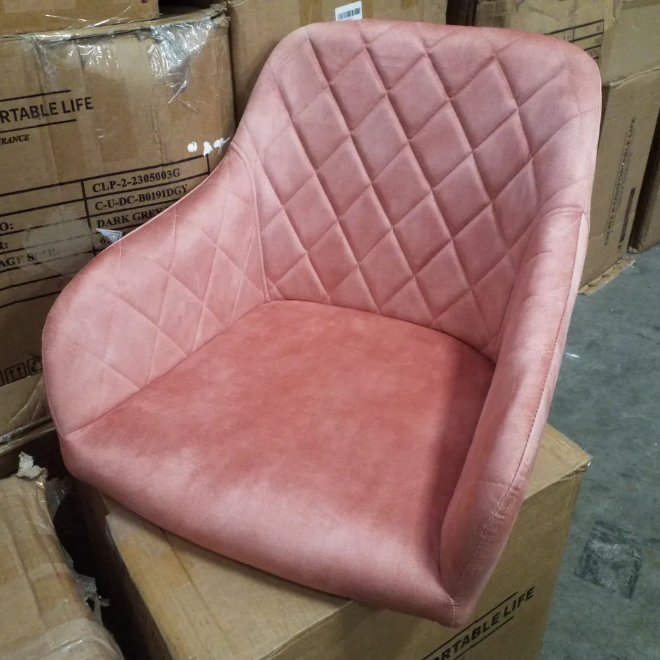 BOXED SET OF 2 CLIPOP CLARA PINK VELVET  DINING CHAIR (1 BOX)