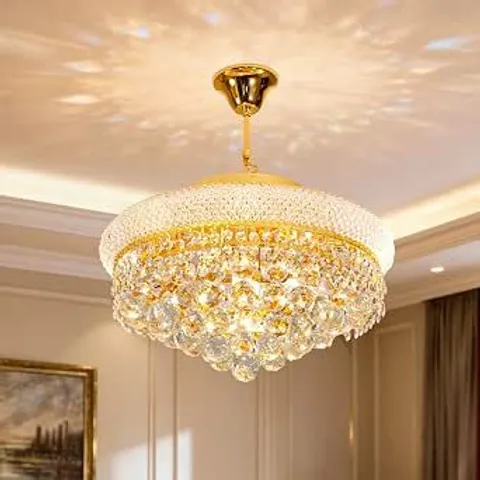 BOXED 6 LIGHT GOLD CRYSTAL CHANDELIER Ø46 CM