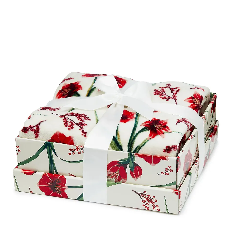COZEE HOME VELVETSOFT WINTER FLORAL PRINTED THROW IN GIFTBOX