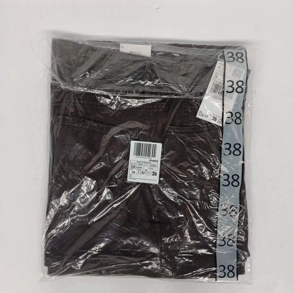 BAGGED MANGO WIDE LEG REGULAR FIT FULL LENGTH JEANS IN CHOCOLATE SIZE UK 10