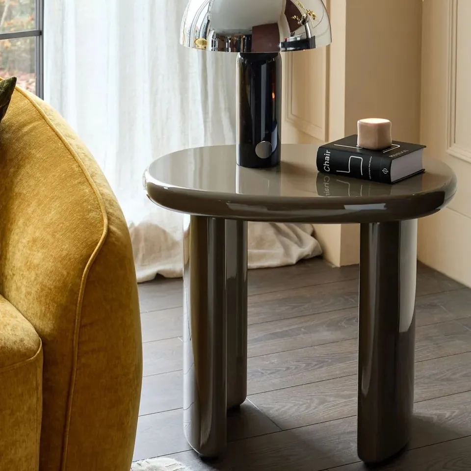 BOXED DANETTI CARMELA OLIVE GREEN GLOSS SIDE TABLE (2 BOXES)