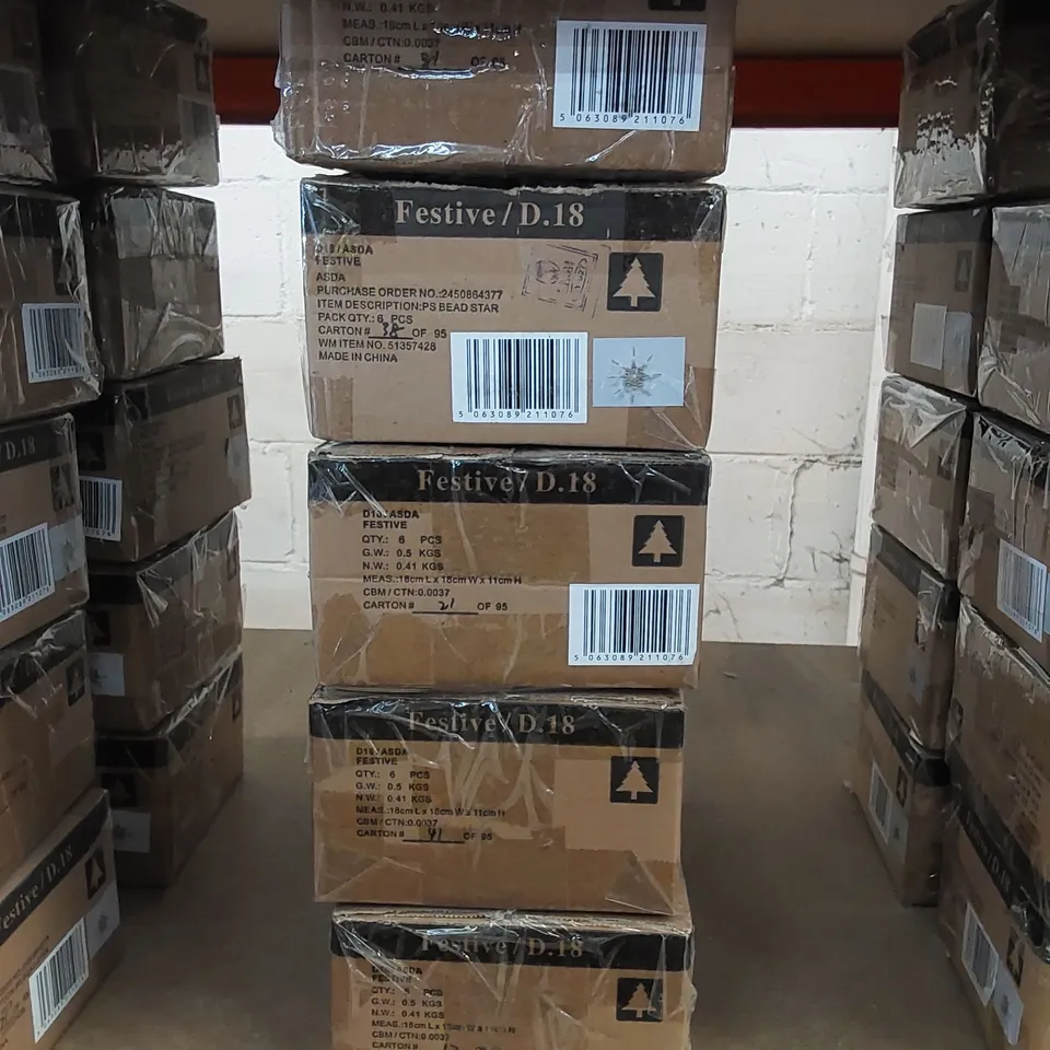 10 X BOXES OF FESTIVE CHRISTMAS PS BEAD STARS - APPROX 6 STARS PER BOX 