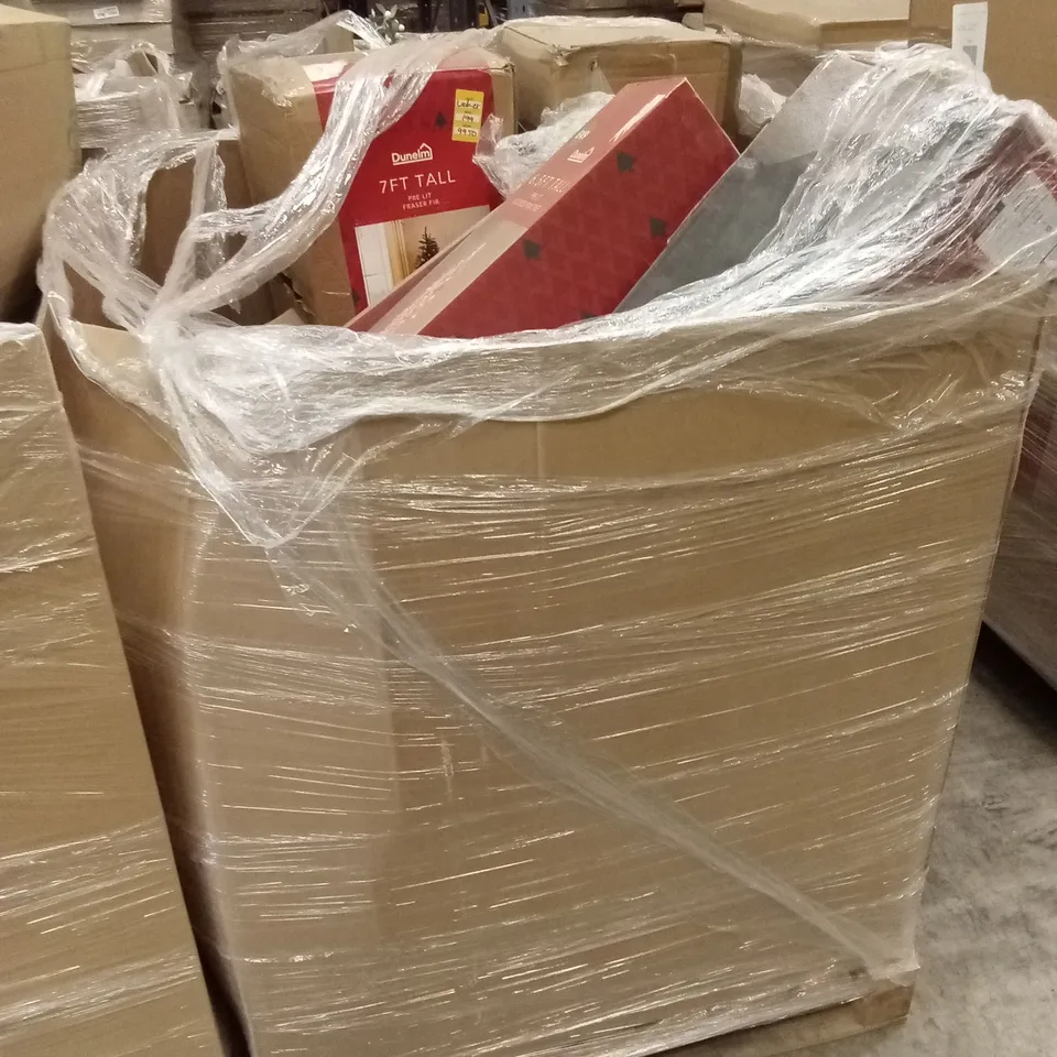 PALLET TO CONTAIN A MIXED ASSORTMENT OF CHRISTMAS TREES AND OTHER DECORATIVE CHRISTMAS PRODUCTS