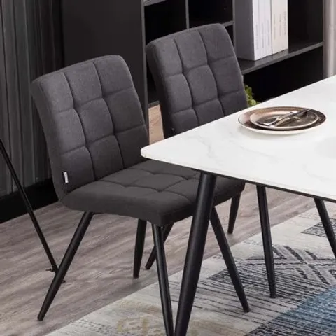BOXED LEANN TUFTED SIDE CHAIRS GREY // SET OF 2 (1 BOX)
