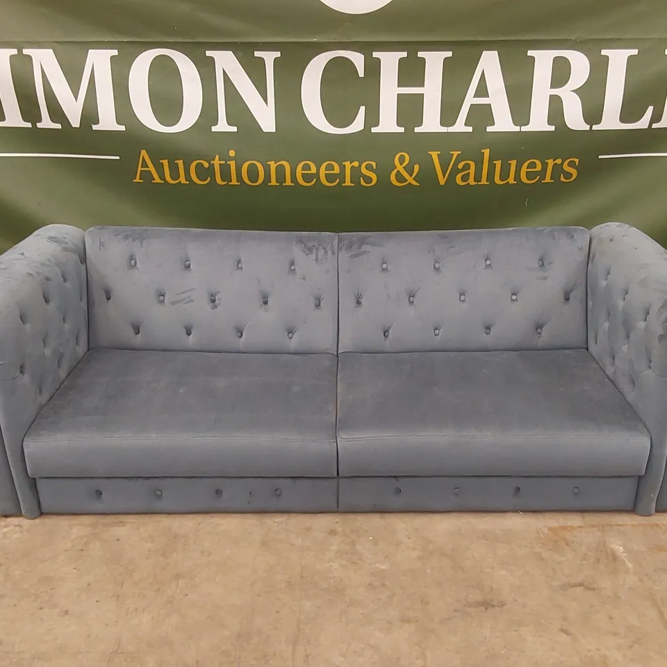 DESIGNER LARGE VELVET SOFA BED - TEAL