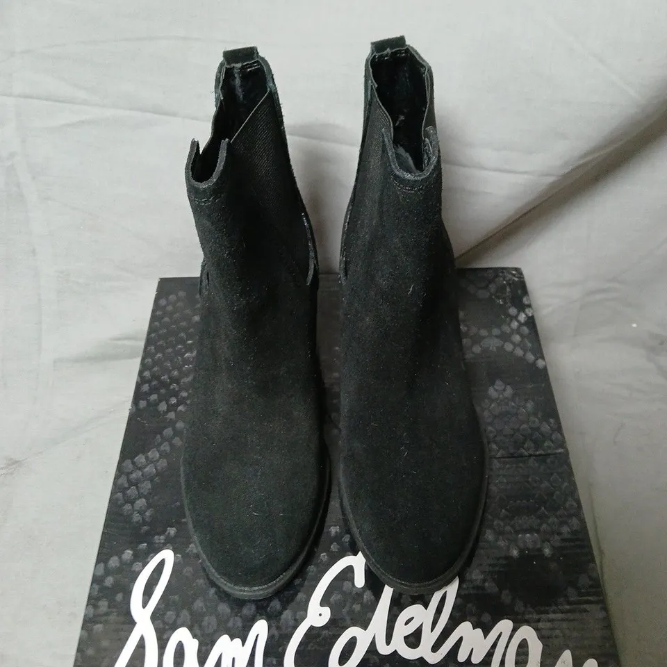 SAM EDELMAN HANLEY BLACK SUEDE ANKLE BOOTS – UK4 (EU36)