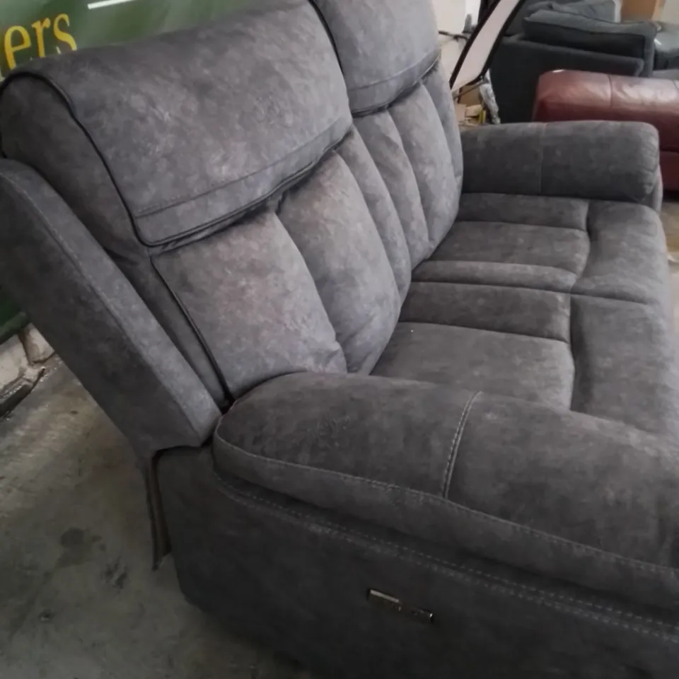 DESIGNER 2-SEATER ELECTRONIC RECLINING SOFA SOFT FABRIC IN GREY 