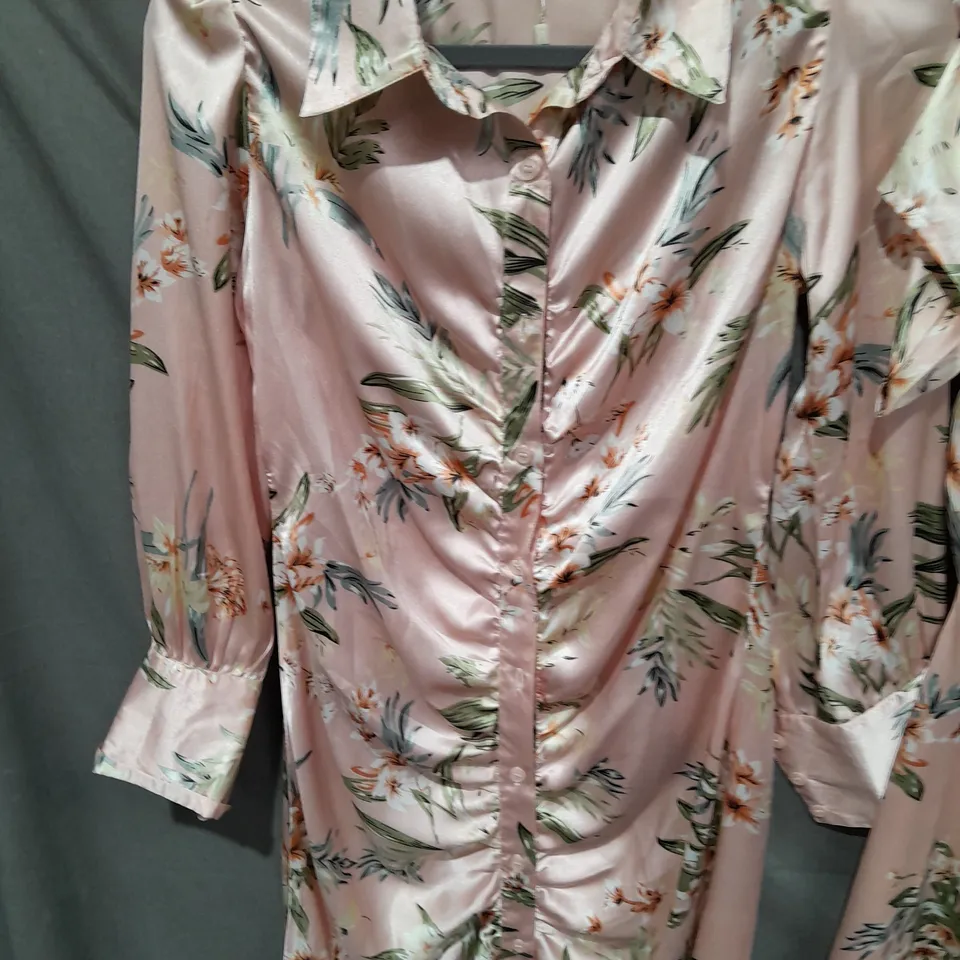 LOT OF 5 FLORAL PATTERENED SHIRTS AND DRESSES IN BLUSH - SIZES 8 & 12