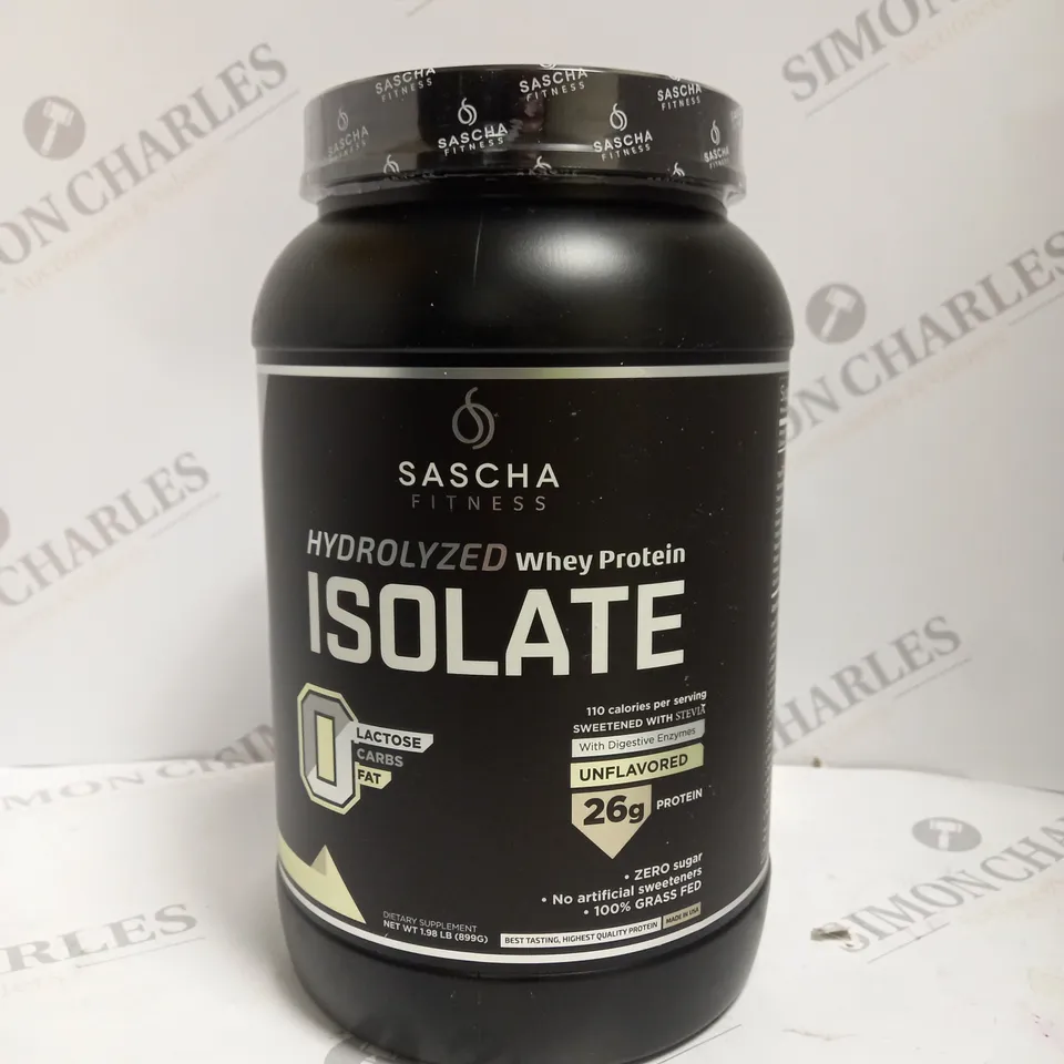 SEALED SASCHA FITNESS HYDROLYSED WHEY PROTEIN ISOLATE - UNFLAVOURED 899G