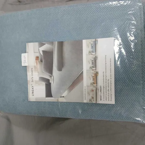 BLUE SOFA COVERS SET, PACKAGED IN PLASTIC 