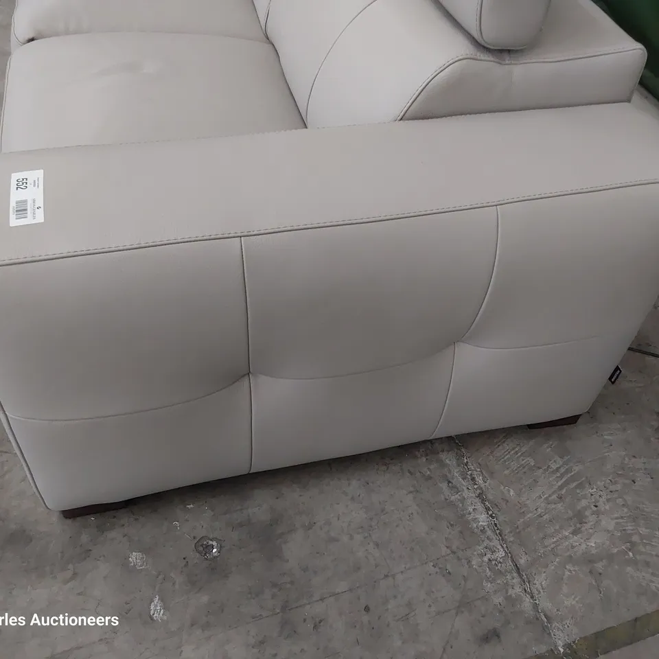 QUALITY ITALIAN DESIGNER GIORGIO POWER RECLINING TWO SEATER SOFA WITH ADJUSTABLE HEADRESTS LIGHT GREY LEATHER